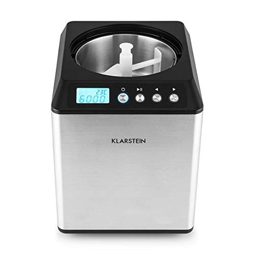 Klarstein Vanilla Sky Multi Edition - Máquina para hacer helados, Capacidad de 2 litros, Modo refrigeración, 30-40 min de preparación, Pantalla LED, 180 W, Acero inoxidable