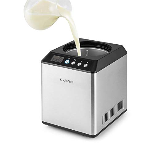 Klarstein Vanilla Sky Multi Edition - Máquina para hacer helados, Capacidad de 2 litros, Modo refrigeración, 30-40 min de preparación, Pantalla LED, 180 W, Acero inoxidable