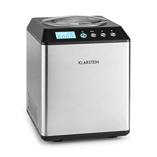 Klarstein Vanilla Sky Multi Edition - Máquina para hacer helados, Capacidad de 2 litros, Modo refrigeración, 30-40 min de preparación, Pantalla LED, 180 W, Acero inoxidable