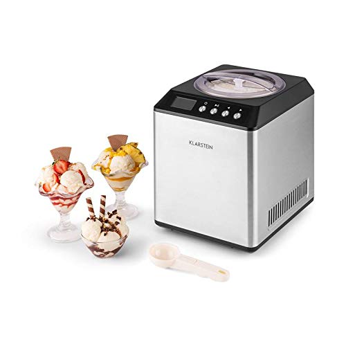 Klarstein Vanilla Sky Multi Edition - Máquina para hacer helados, Capacidad de 2 litros, Modo refrigeración, 30-40 min de preparación, Pantalla LED, 180 W, Acero inoxidable