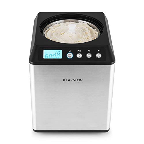 Klarstein Vanilla Sky Multi Edition - Máquina para hacer helados, Capacidad de 2 litros, Modo refrigeración, 30-40 min de preparación, Pantalla LED, 180 W, Acero inoxidable