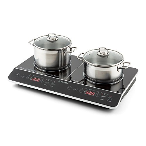 Klarstein VariCook Slim - Cocina, Placa de inducción doble, 3500 W, 240° C, 10 Niveles, Temporizador, Panel táctil, Visor LED, Protección antisobrecalentamiento, Apagado automático, Negro