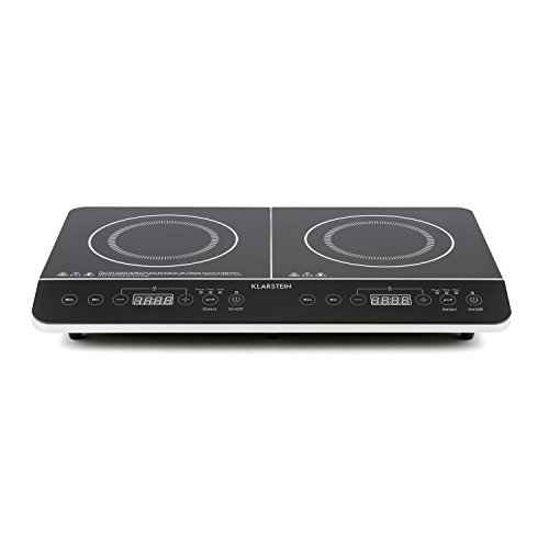 Klarstein VariCook Slim - Cocina, Placa de inducción doble, 3500 W, 240° C, 10 Niveles, Temporizador, Panel táctil, Visor LED, Protección antisobrecalentamiento, Apagado automático, Negro