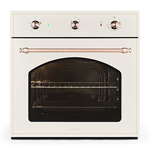 KLARSTEIN Vilhelmine Horno Empotrado multifunción con diseño Retro (Capacidad 55 L, bajo Consumo, Clase energética A, regulador, Temporizador, iluminación, Bandeja, Parrilla) - Blanco Marfil