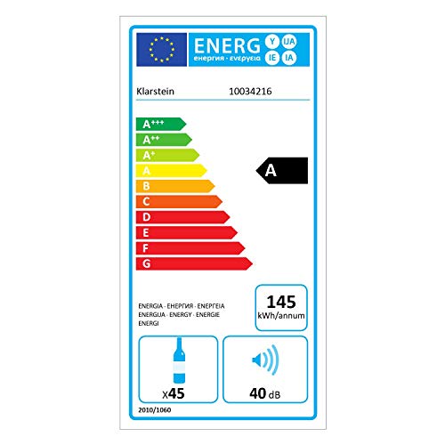 KLARSTEIN Vinamour - Nevera para vinos, Nevera para Bebidas, Refrigerador gastronomía, 2 Zonas, Iluminación LED, Módulo Independiente, Silencioso, Acero INOX, 54 Botellas, 4 Baldas, 118 L, Plateado