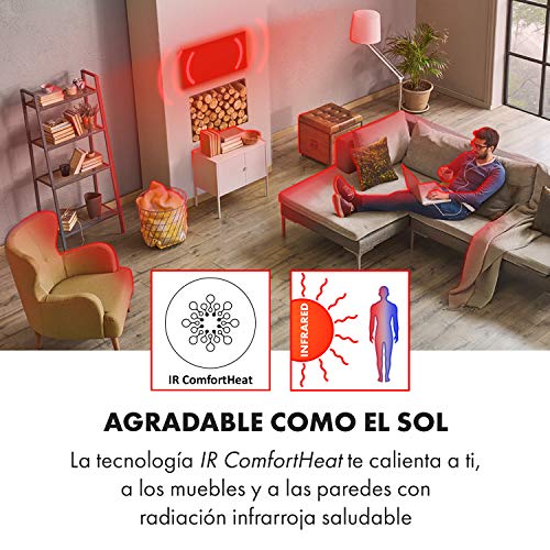 KLARSTEIN Wonderwall Air Art Smart – Calefactor infrarrojo, Panel Calefactor eléctrico, WiFi, Control por App, silencioso, para Colgar en la Pared, 120 x 60cm, 700W, 7-14 m², mapamundi