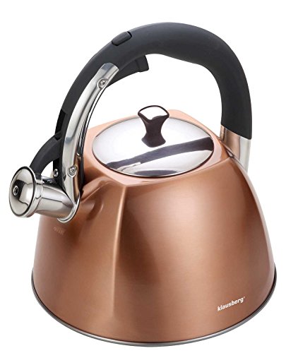 Klaus Berg Flauta Hervidor Hervidor Hervidor de agua Hervidor de agua acero inoxidable silbato Inducción Top Novedad KB – 7202 marrón. 3.0 Litre