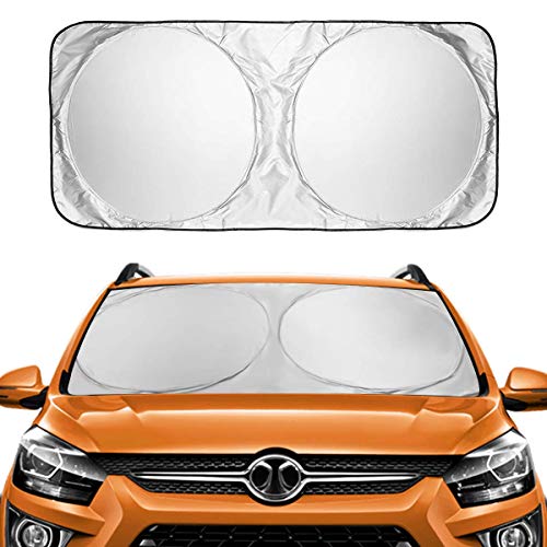 KMMIN Parabrisas del Coche Protector Plegable con Gran Pantalla Anti UV Rayos Mejor Contral de Calor Multiuso Apto a la Mayoría de Coches y Suvs(167 x 95 CM)