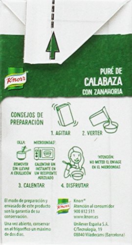 Knorr Eco Puré de Calabaza con Zanahoria - Paquete de 12 x 300 ml - Total: 3600 ml