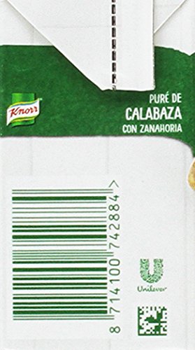 Knorr Eco Puré de Calabaza con Zanahoria - Paquete de 12 x 300 ml - Total: 3600 ml