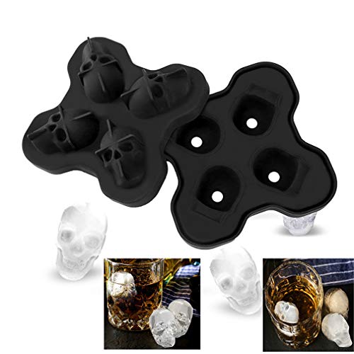 kokymaker Moldes de Hielo de Calavera Molde de Cubitos de Hielo, Silicona Libre de BPA para congelar Alimentos para bebés, Cola, cócteles, Whisky