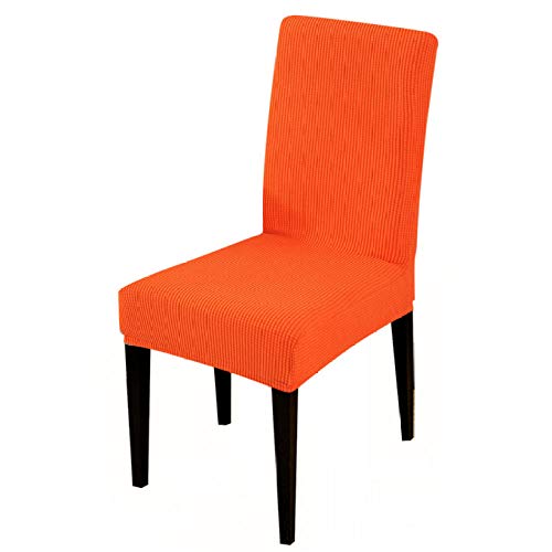 KOLIU Funda de Silla de Tela de vellón Polar Fundas Antideslizantes Estiramiento Asiento de Comedor extraíble Fundas para sillas Fundas de Asientos para Banquetes de Hotel-Naranja_Tamaño Universal