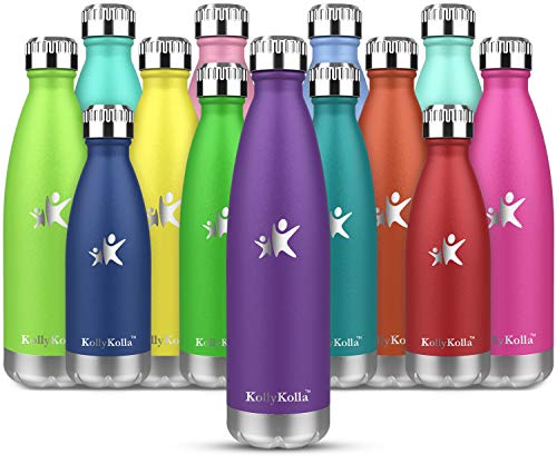 KollyKolla Botella de Agua Acero Inoxidable, Termo Sin BPA Ecológica, Botellas Termica Reutilizable Frascos Térmicos para Niños & Adultos, Deporte, Oficina, Yoga, Ciclismo, (750ml Morado Oscuro)