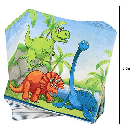 Kompanion Set de 102 Piezas de Fiesta Diseño de Dinosaurio, Incluye Pancarta, Platos,Vasos, Cubiertos, Servilletas,Mantel, 25 Personas