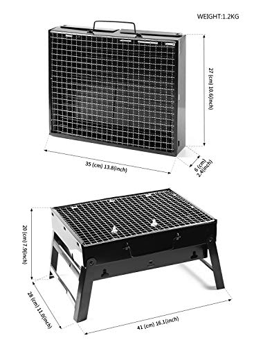 Kono Barbacoa de Carbón Portátil Parrilla Barbacoa Plegables para Cocinar Camping Senderismo Picnics (para 3-5 Personas)