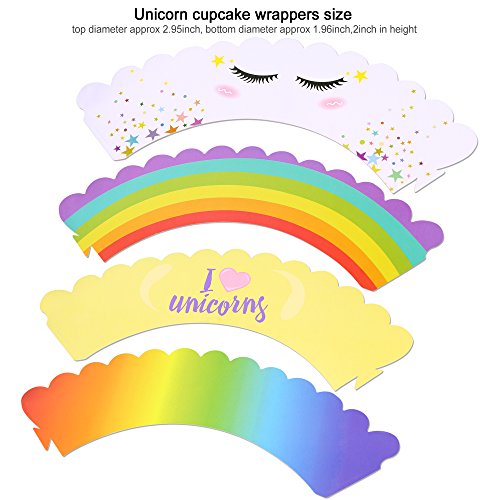 Konsait Unicornio Cupcake Topper de Tarta Magdalenas Decoración Cuerno y Orejas Doble Cara envolturas para Niños niñas Regalo Unicornio Decoraciones de Fiesta de cumpleaños (24Pack)