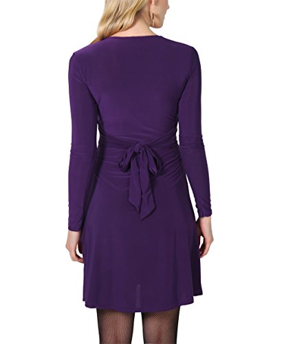 KRISP 9878-PUR-16, Vestido Mujer Talla Grande Boda Noche Manga Cóctel Fiesta Elástico, Morado (9878), 44