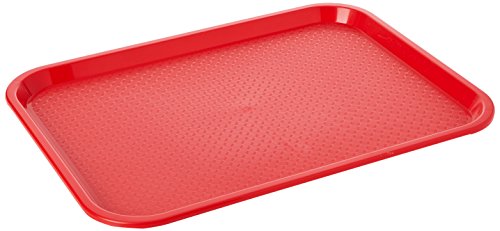 Kristallon P504 Bandeja mediana para servir comida hecha de plástico rojo.