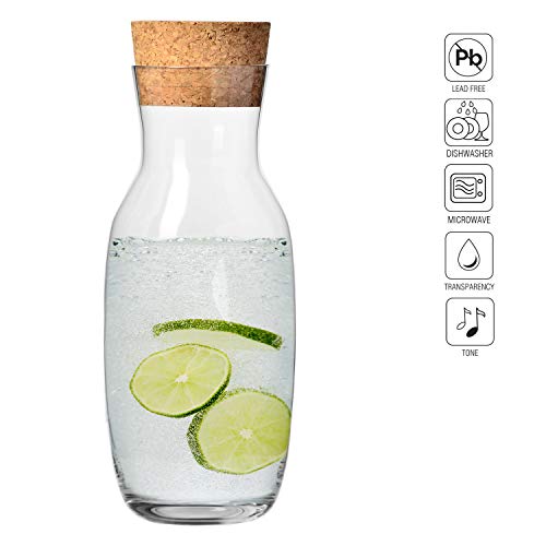 Krosno 6X Vaso para Refrescos Agua + Garrafa | Conjunto 6X 250 ml i 1000 ml | Pure Collection Casa, Restaurante y en Las Fiestas | Apta para Lavavajillas y Microondas