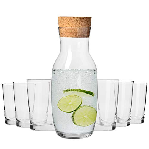 Krosno 6X Vaso para Refrescos Agua + Garrafa | Conjunto 6X 250 ml i 1000 ml | Pure Collection Casa, Restaurante y en Las Fiestas | Apta para Lavavajillas y Microondas