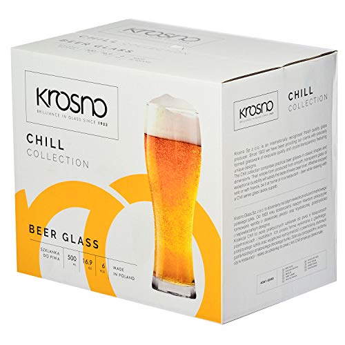 Krosno Altos Vasos Copas de Cerveza | Conjunto 6 Piezas | 500 ML | Chill Collection Uso en Casa, Restaurante y en Fiestas | Apto para Microondas y Lavavajillas