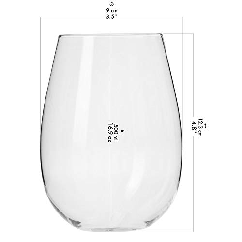 Krosno Grande Copas de Vino Blanco sin Tallo | Conjunto 6 Piezas | 500 ML | Harmony Collection Uso en Casa, Restaurante y en Fiestas | Apto para Microondas y Lavavajillas