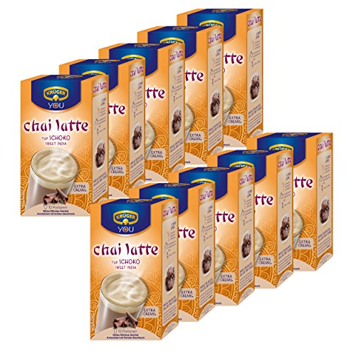 Krüger Chai Latte Sweet India, chocolate, té de la leche de bebida y templado, 10 Pack, 10 x 10 monodosis bolsa