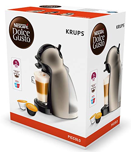 Krups Nescafé Dolce Gusto Piccolo antracita y 6 cajas de café ecológicas Colombia - Cafetera de cápsulas multiusos, Máquina de café para bebidas frías o calientes Y4099FD