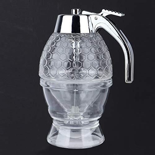 KSTE Honey Pot - Dispensador de Goteo de Jarabe de Miel Vintage, Botella de Tarro Transparente en Forma de Colmena, Recipiente de Vidrio, utensilio de Cocina