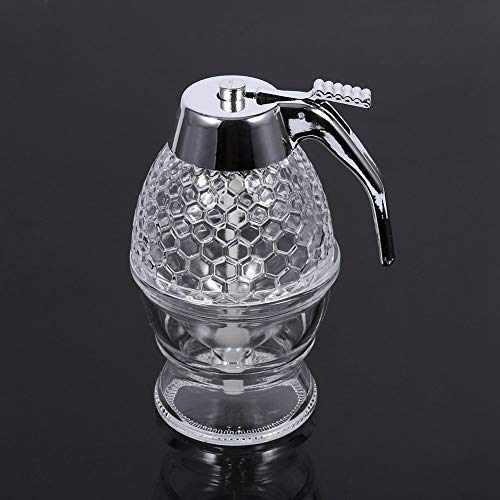 KSTEE Dispensador de Miel Dispensador de Miel de acrílico Agitador de Manos Transparente Batido de Jugo Dispensador de Miel de Jarabe, Vaso con Soporte de Almacenamiento (200 ml)