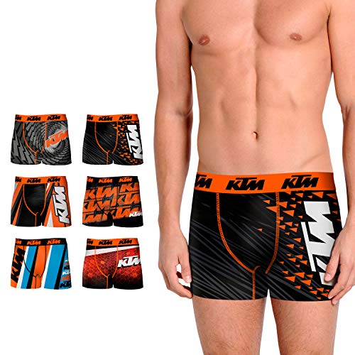 KTM Set de 6 Boxers KTM-microfibra-92% poliéster 8% Elastano Boxer, Mixture, M para Hombre