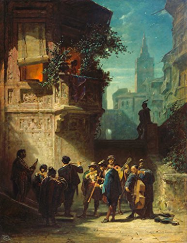 Kunst für Alle Impresión artística/Póster: Carl Spitzweg Serenade aus Dem Barbier Von Sevilla - Impresión, Foto, póster artístico, 40x50 cm