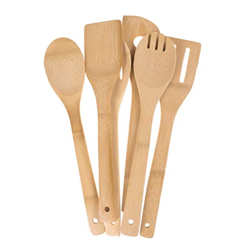 Kuou - Juego de utensilios de cocina de madera de bambú (6 piezas)