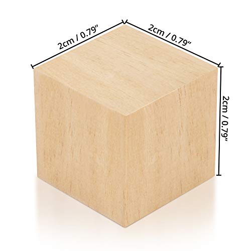 Kurtzy Bloques de Madera Cuadrados Pequeños (Pack de 60) - 2 x 2 x 2 cm Cubo Madera Pino Natural sin Acabado - Bloque Madera Educativo Manualidades para Bricolaje, Rompecabezas, Números