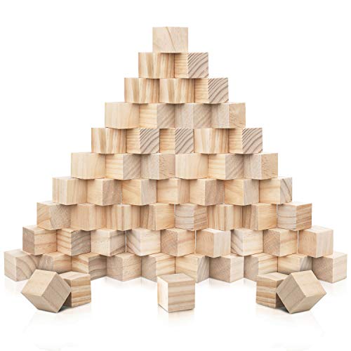 Kurtzy Bloques de Madera Cuadrados Pequeños (Pack de 60) - 2 x 2 x 2 cm Cubo Madera Pino Natural sin Acabado - Bloque Madera Educativo Manualidades para Bricolaje, Rompecabezas, Números