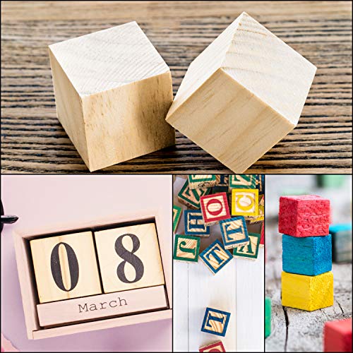 Kurtzy Bloques de Madera Cuadrados Pequeños (Pack de 60) - 2 x 2 x 2 cm Cubo Madera Pino Natural sin Acabado - Bloque Madera Educativo Manualidades para Bricolaje, Rompecabezas, Números