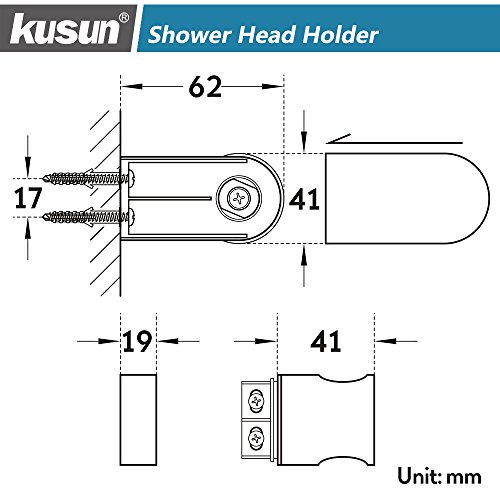 Kusun Soporte universal ajustable cabezal de ducha fijo montado Soporte de conector de pared de baño ABS Acabado en cromo HSZJ002