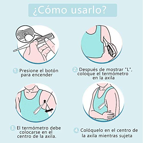 Kuyang Termómetro clínico digital, Termometro Digital Termometro Bebe Niños y Adultos Resistente al Agua, Pantalla LCD Señal Acústia, sin Mercurio, Sin Cristal