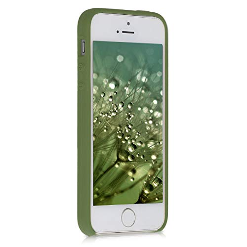 kwmobile Funda Compatible con Apple iPhone SE (1.Gen 2016) / 5 / 5S - Carcasa de TPU para móvil - Cover Trasero en Verde cocodrilo