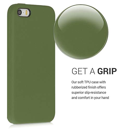 kwmobile Funda Compatible con Apple iPhone SE (1.Gen 2016) / 5 / 5S - Carcasa de TPU para móvil - Cover Trasero en Verde cocodrilo