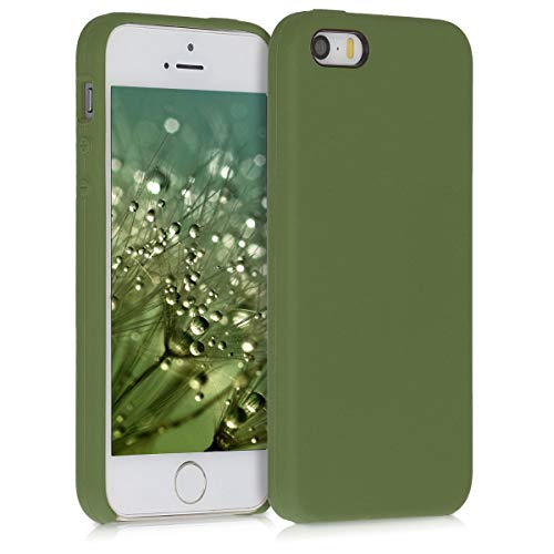 kwmobile Funda Compatible con Apple iPhone SE (1.Gen 2016) / 5 / 5S - Carcasa de TPU para móvil - Cover Trasero en Verde cocodrilo