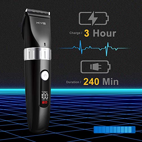 KYG Cortapelos Impermeable 2 Modo de Velocidad Máquina de Cortar Pelo Gran Pantalla LED Cortadora de Pelo Recargable Inalámbrica USB con Larga Duracion de 240min