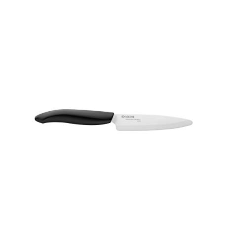 KYOCERA 14 c Juego pelar utilitario rebanador Santoku, Bloque bambú para 4 Cuchillos, Hoja cerámica de circonio, Afilada a Mano, Ligera, no corrosiva, 7.5 cm + 11 cm + 13 cm + 14 cm