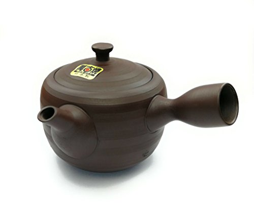 Kyusu - Tetera japonesa de cerámica marrón, colador de té integrado, tetera con una sola mano para preparar té verde
