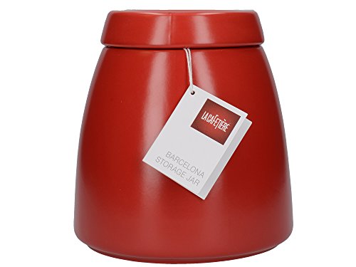 La Cafetière Barcelona - Bote de té con tapa, cerámica, 12,7 x 12,7 x 13,6 cm, color rojo