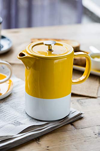 La Cafetière - Barcelona - Cafetera de cerámica, presa Francesa, cerámica, amarillo mostaza, 8 Cup (1 Litre)