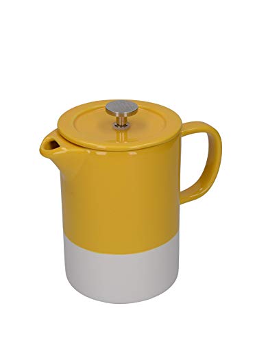 La Cafetière - Barcelona - Cafetera de cerámica, presa Francesa, cerámica, amarillo mostaza, 8 Cup (1 Litre)