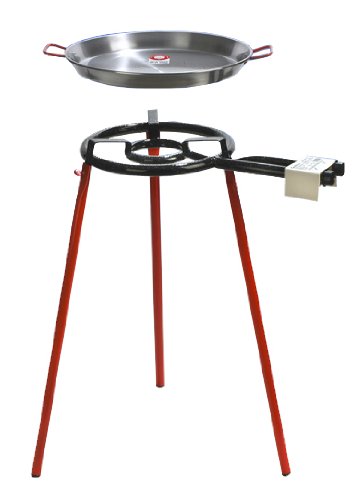 La ideal Paella pulida 42cm + Hornillo Mod. 350 + soporte 3 patas