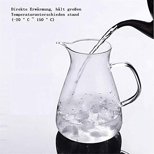 La jarra de cristal 1600ml de agua, jugo frío de hielo jarra con la tapa de acero inoxidable Jarra de vidrio borosilicato Hervidor de vino tinto, vino, zumo, leche, hielo de agua fría, caliente café,