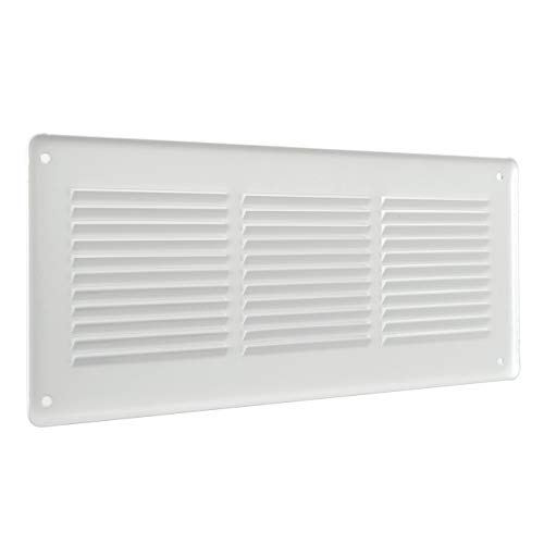 La Ventilazione GL30B - Rejilla de ventilación rectangular de chapa lacada blanca para solapar, dimensiones: 340 x 140 mm